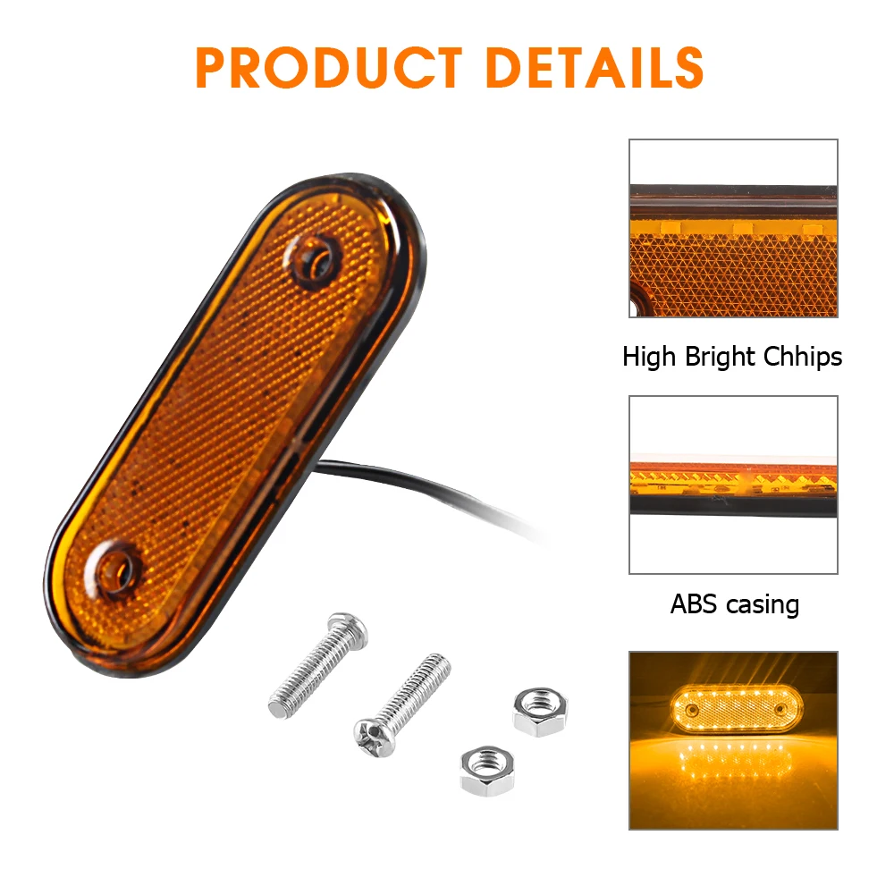 2pcs 20 LED Side Marker Light 24V Clearance Lamp Caravan Car 12V Indicator Tail Light Truck RV Trailer Lorry Pickup Boat
