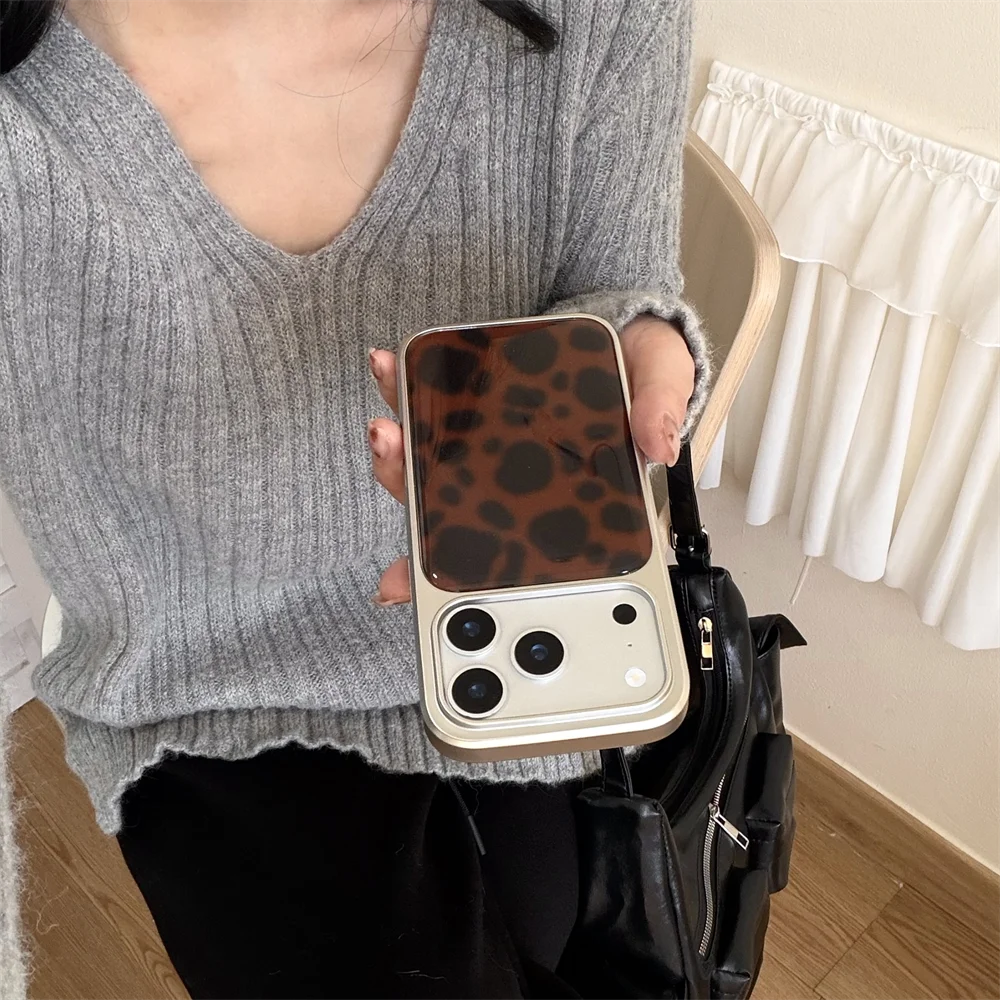 새로운 럭셔리 드롭 글루 레오파드 프린트 앰버 플래티넘 레트로 아이폰 17 프로/13/14/15/16 프로 맥스 안티 드롭 에디션 올 인클루시브