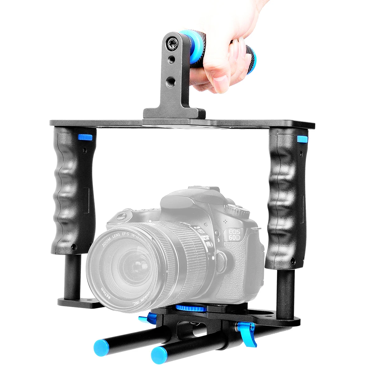 Camera Cage Kit met handgreep, cold shoe, follow focus en matte box voor Sony, Canon, Panasonic, Fujifilm en Nikon DSLR camera's