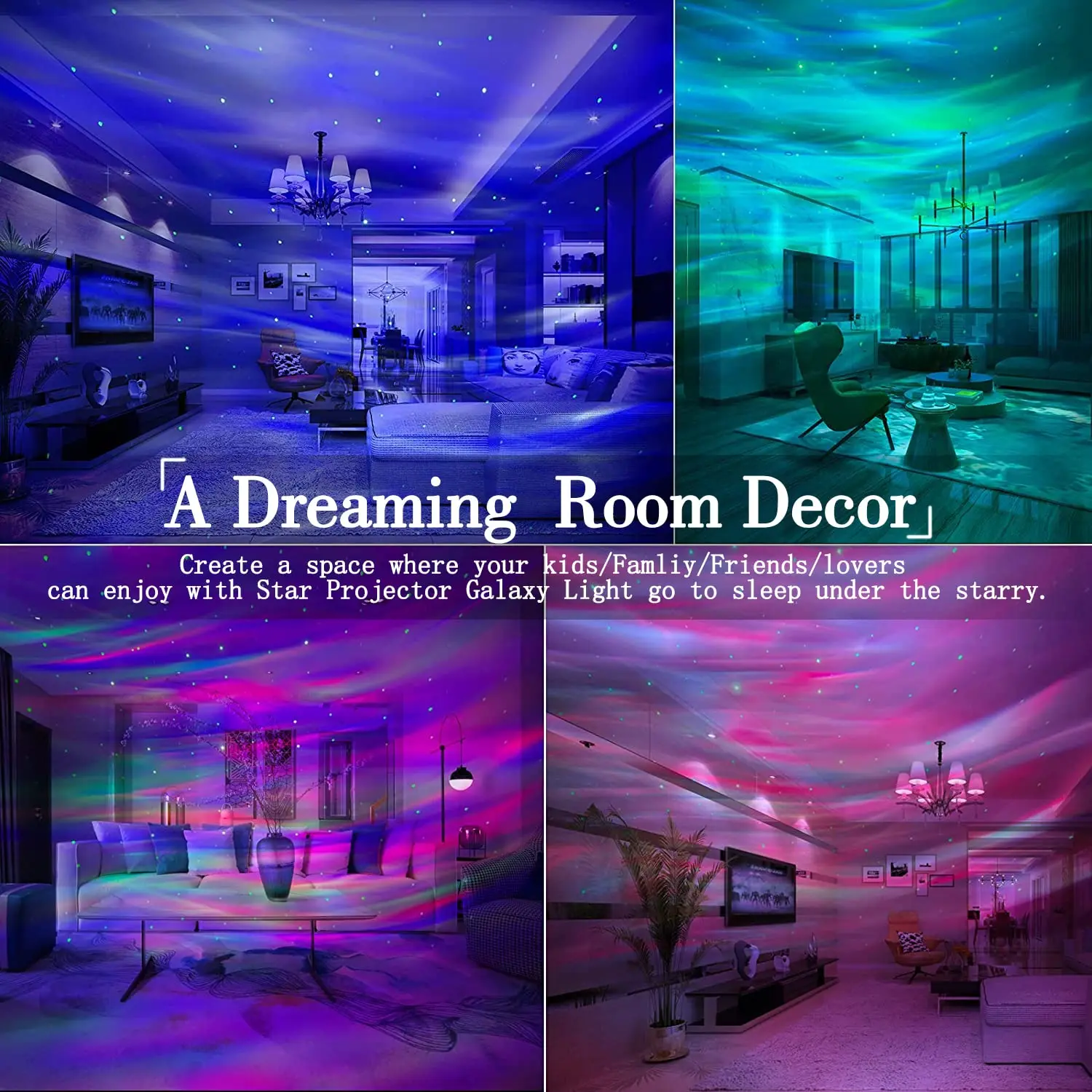 Galaxy Projector Northern Aurora Night Light With Bluetooth Speaker White Noise Timer for Bedroom Home Decor Party Home Theater