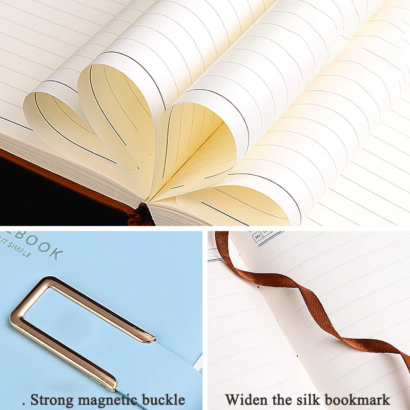 A5 Notebook Leather Hardcover160 Sheets Planner Diary Notepad Journal Students Agenda Stationery Office School Supplies