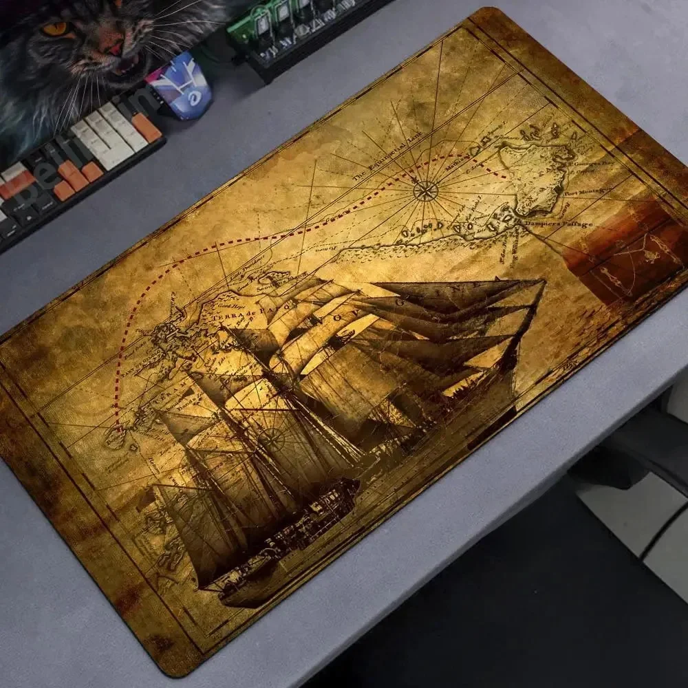 Statek piracki mapa nautyczna Retro sztuka podkładka pod mysz HD Xxl 900x40 0mm podkładka pod mysz do gier duża podkładka pod mysz z gumy naturalnej podkład na biurko — zdjęcie produktu 7
