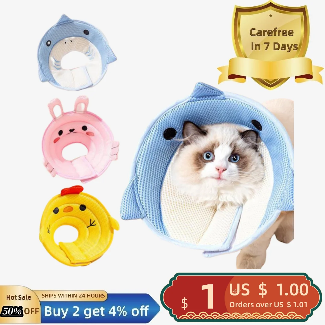 

Cat Cone Collar Comfortable Prevents Biting Licking Adjustable Breathable Cat Collar for Post-Surgery or Injuries