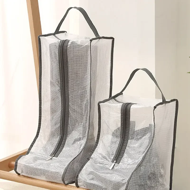Housse anti-poussière pour chaussures, sac de rangement Transparent en maille pour chaussures et bottes avec fermeture éclair, sac de protection Portable pour organisateur de poussière de voyage