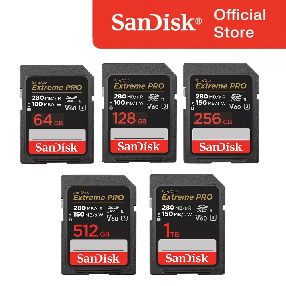 [Sandisk Official Authorization] Sandisk Sd Memory Card Extreme Pro V60 64Gb 128Gb 256Gb 512Gb 1Tb Canon Sony Camera Sd Card