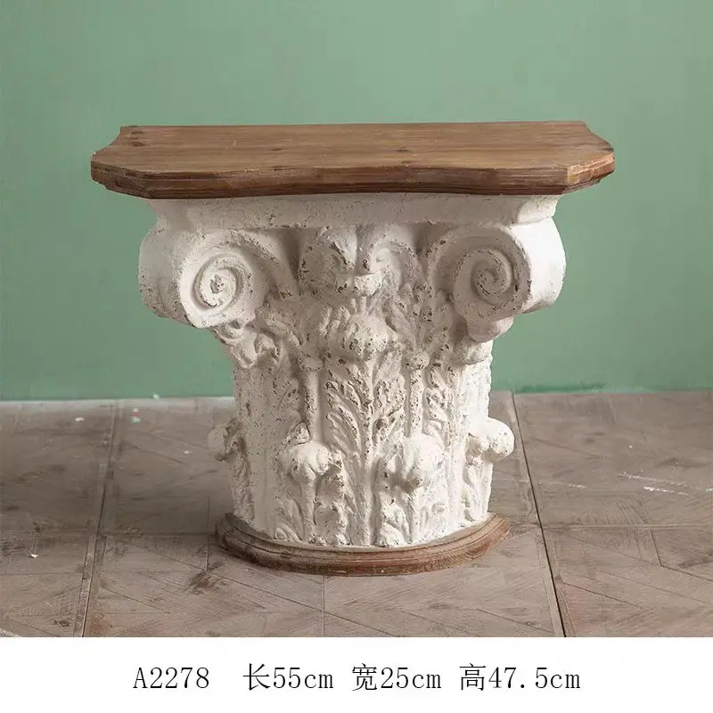 

Carved Column Side Table, Ionic Greek Architecture Design, 55*25*47.5cm