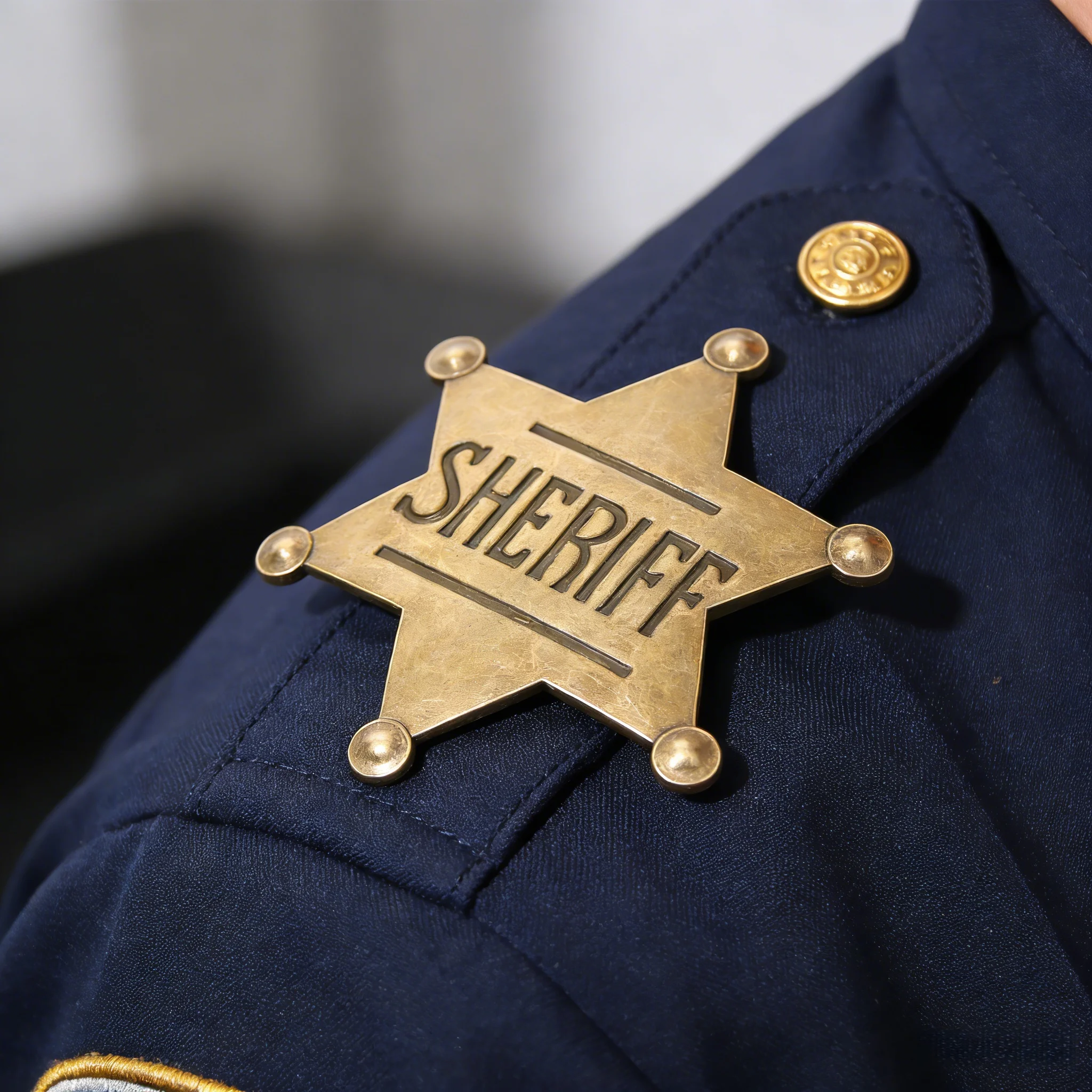 

Gold-Tone Sheriff Badge with Classic Western Design​ – Vintage Embossed Details, Sturdy Metal Build, Perfect for Costume Parties