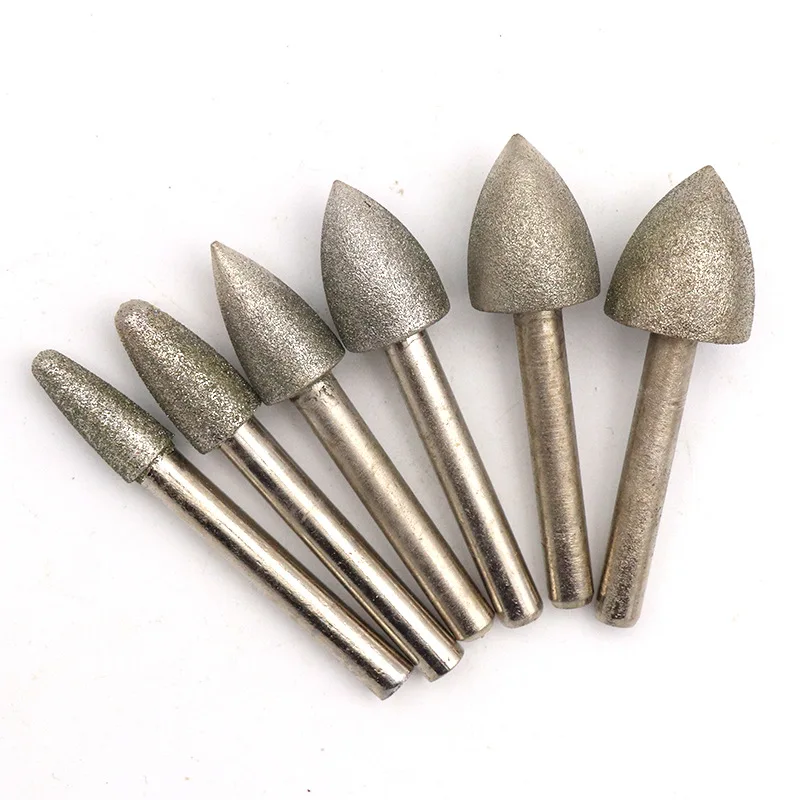 Full-size 3~25mm Cylinder/Ball/Bullet/H-Needle Type Plated Diamond Head Grinding Polishing Engraving Bit for Dremel Rotary Tools