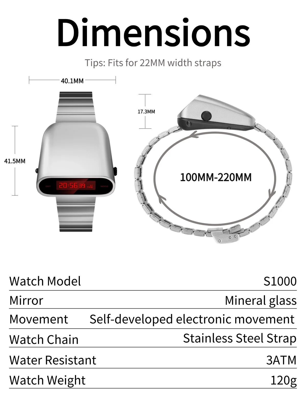 BENLYDESIGN jam tangan Digital Led untuk pria, jam tangan logam unik, jam tangan Digital Retro untuk pria, jam tangan balap futuristis, jam tangan Punk Led S1000