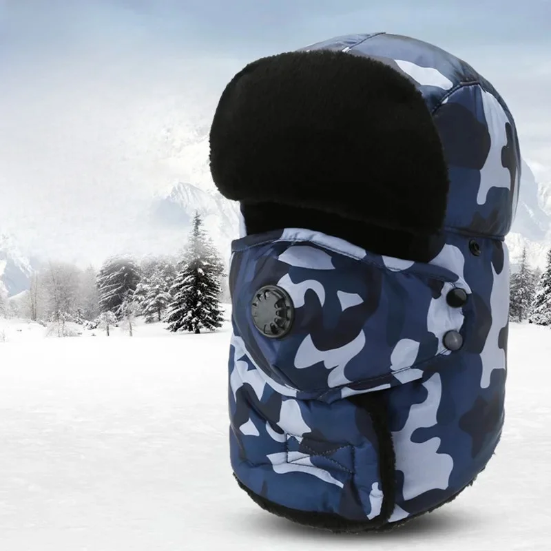AliExpress Winter Camouflage Lei Feng Hat Outdoor Fishing with Thick Velvet Warmth Ear Protection Windproof Cycling Hoodie Hat