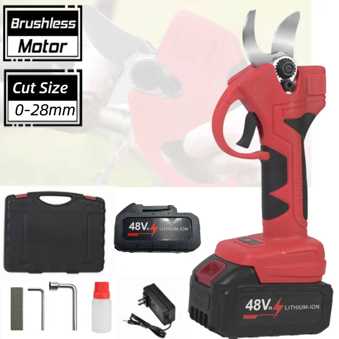 

Brushless Electric Shear 28MM Cordless Fruit Tree Branch Electric Pruner Shear Bonsai Pruning Power Tools 21V Battery Drived