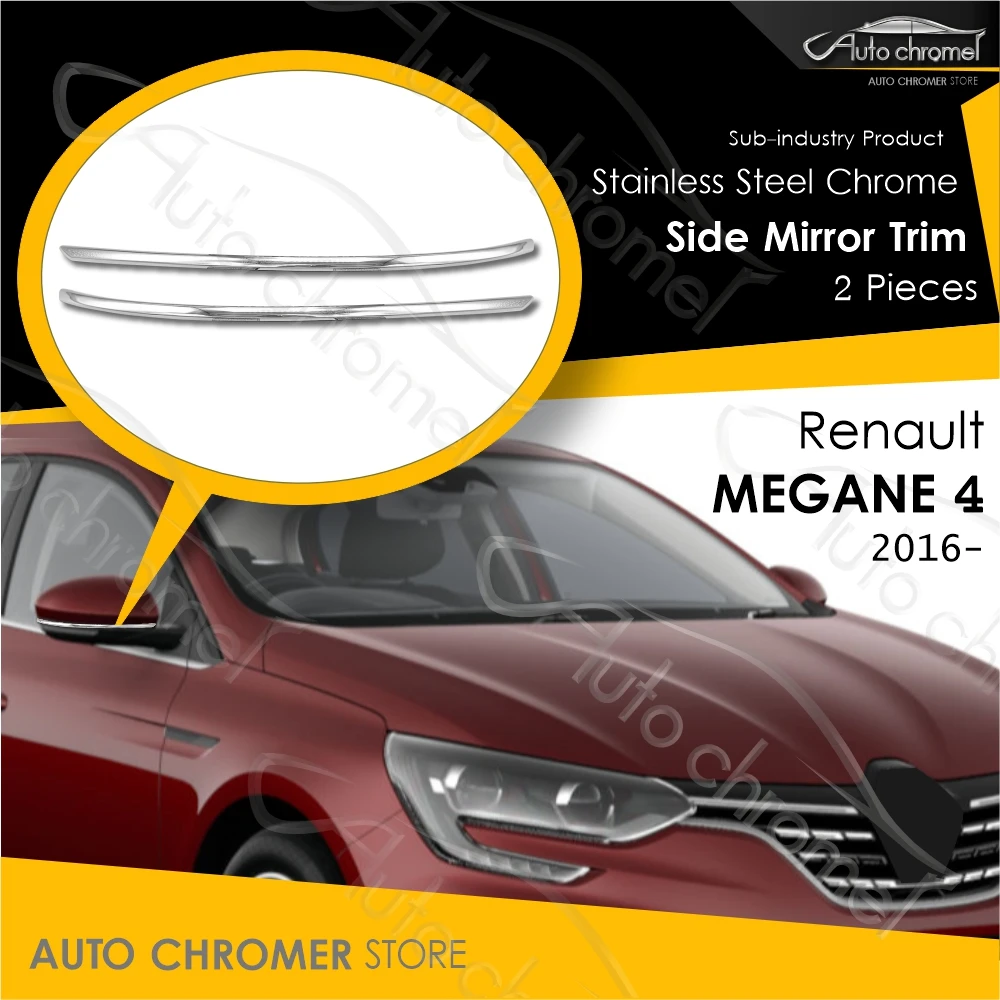 For Renault Megane IV Side Mirror Trim 2 Pieces 2016-2024 Chrome Accessories Aftermarket Car Styling Sport Tuning Trophy