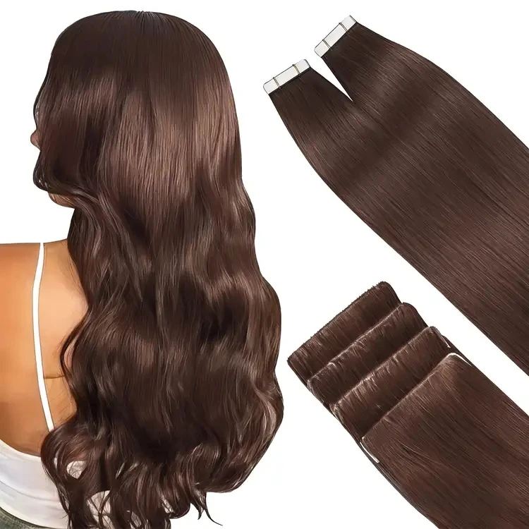 Volledige glans maagdelijke injectietape in human hair extensions Onzichtbare handgebonden tape in haarverlenging Menselijk haar Natuurlijke lijm