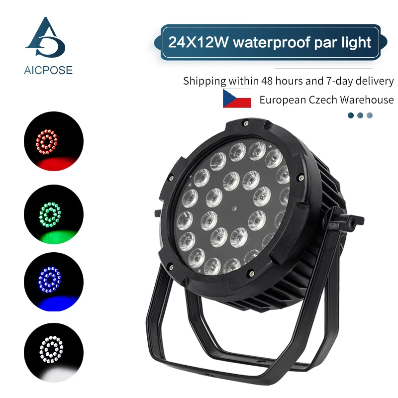 4-12pcs Stage Light 24x12W RGBW 4 in 1 LED Par Light Outdoor Performance Flat Spot Light for DJ Disco Concert Theater