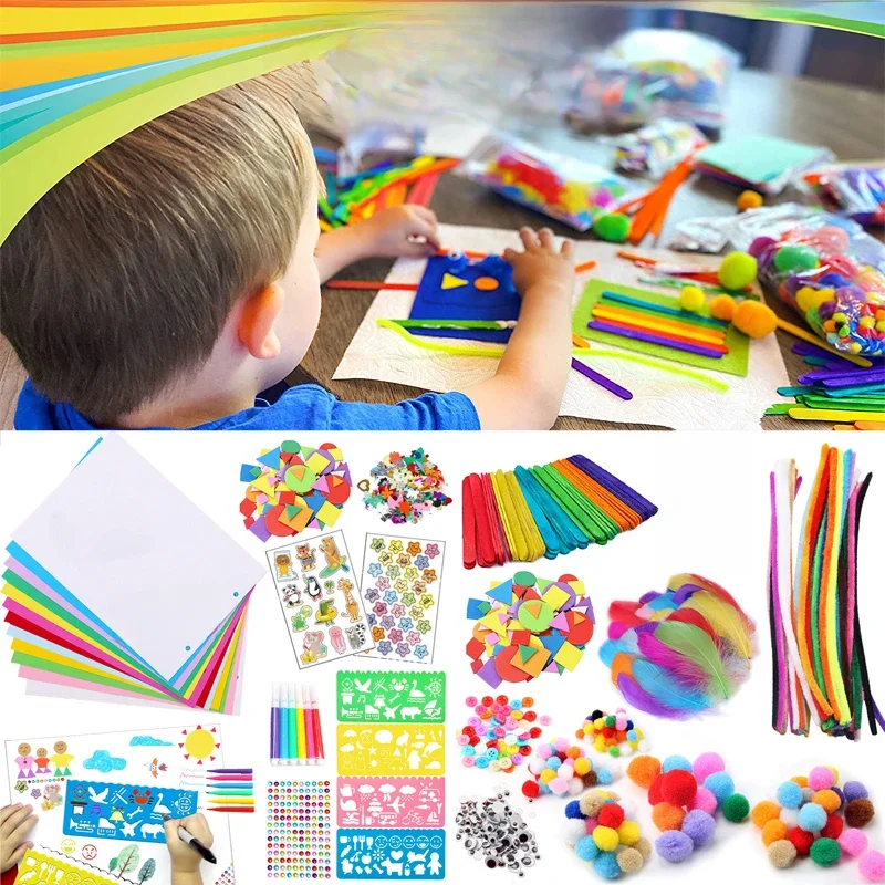 Fournitures d'art et d'artisanat pour enfants en bas âge, collage d'art, ensemble d'art de bricolage, Kit de jouets créatifs faits à la main, cadeaux Montessori