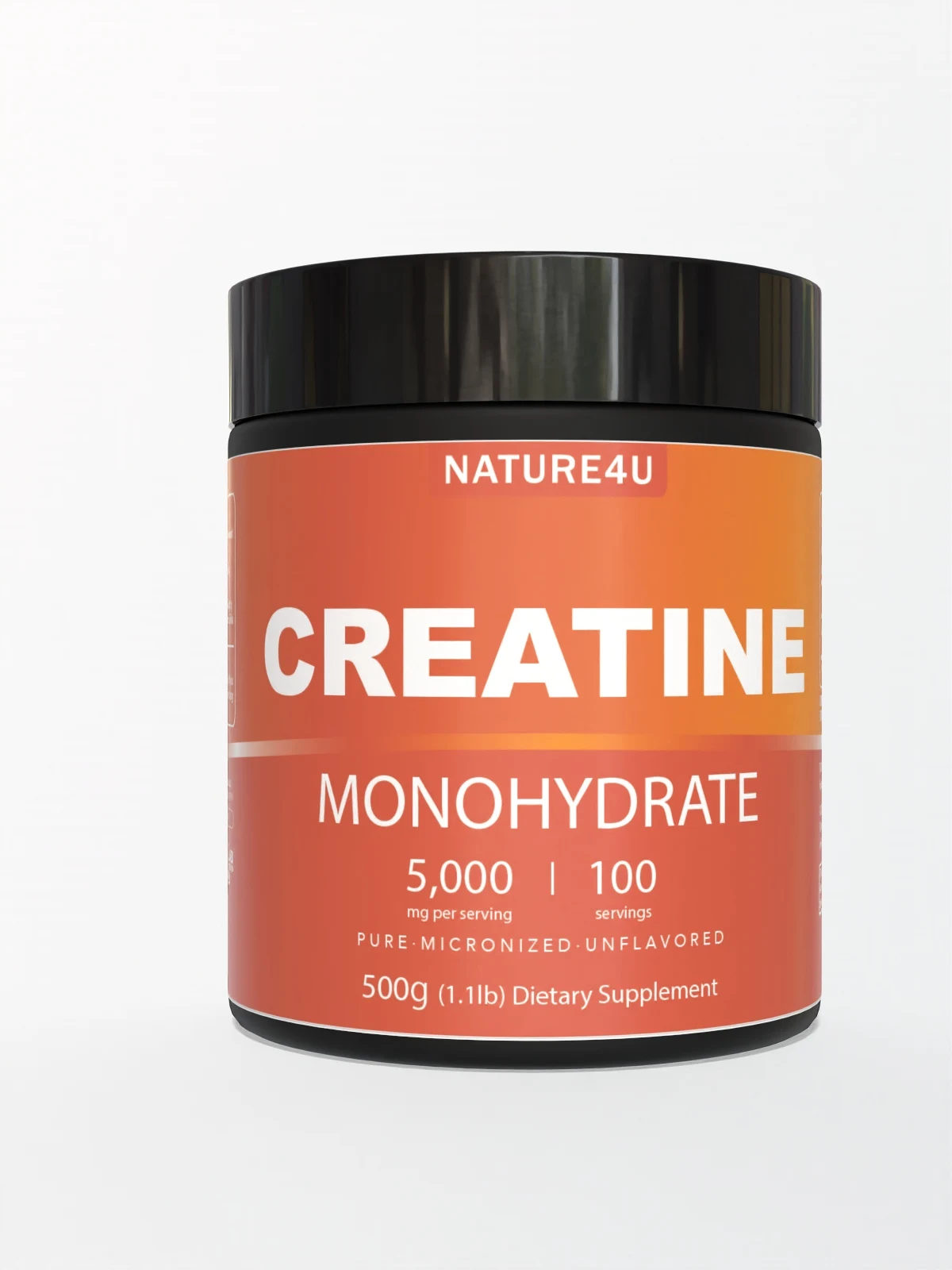 Nature4U Micronized Creatine Monohydrate Powder 500G, 5000mg Per Serving (5g), Pure Creatine ,Unflavored, 100 Serving