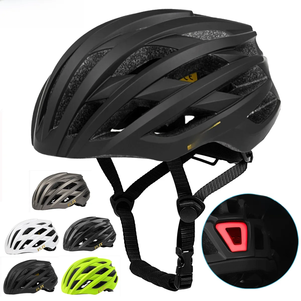 AliExpress PJT Cycling Helmet Man Women LED Light Helmet Road Mountain Bike Helmet Ultra Light Rechargeable Bicycle Helmet