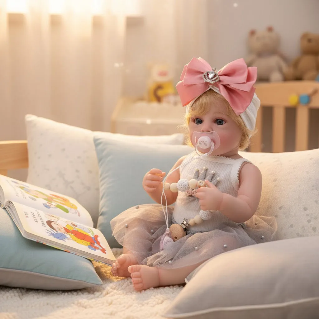 2 szt. Cloveray 22-calowa Oryginalna Realistyczna Lalka Reborn Całe Ciało z Winylu Ręcznie Robiona Wysokiej Jakości Zabawka z Żywej Palety Kolorów Prezent dla Dzieci