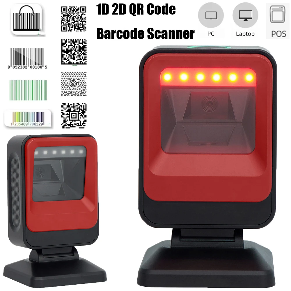 Leshine HD Camera 1D 2D QR Code Barcode Scanner Desktop Wired Barcode Reader for PC Laptop Window POS