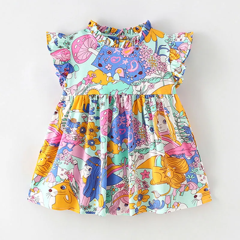 Brand New Quality 100% Cotton One-piece A-Line Dress Cute 2024 Summer Children's Clothing Infant Kids Dresses Baby Girls Clothes