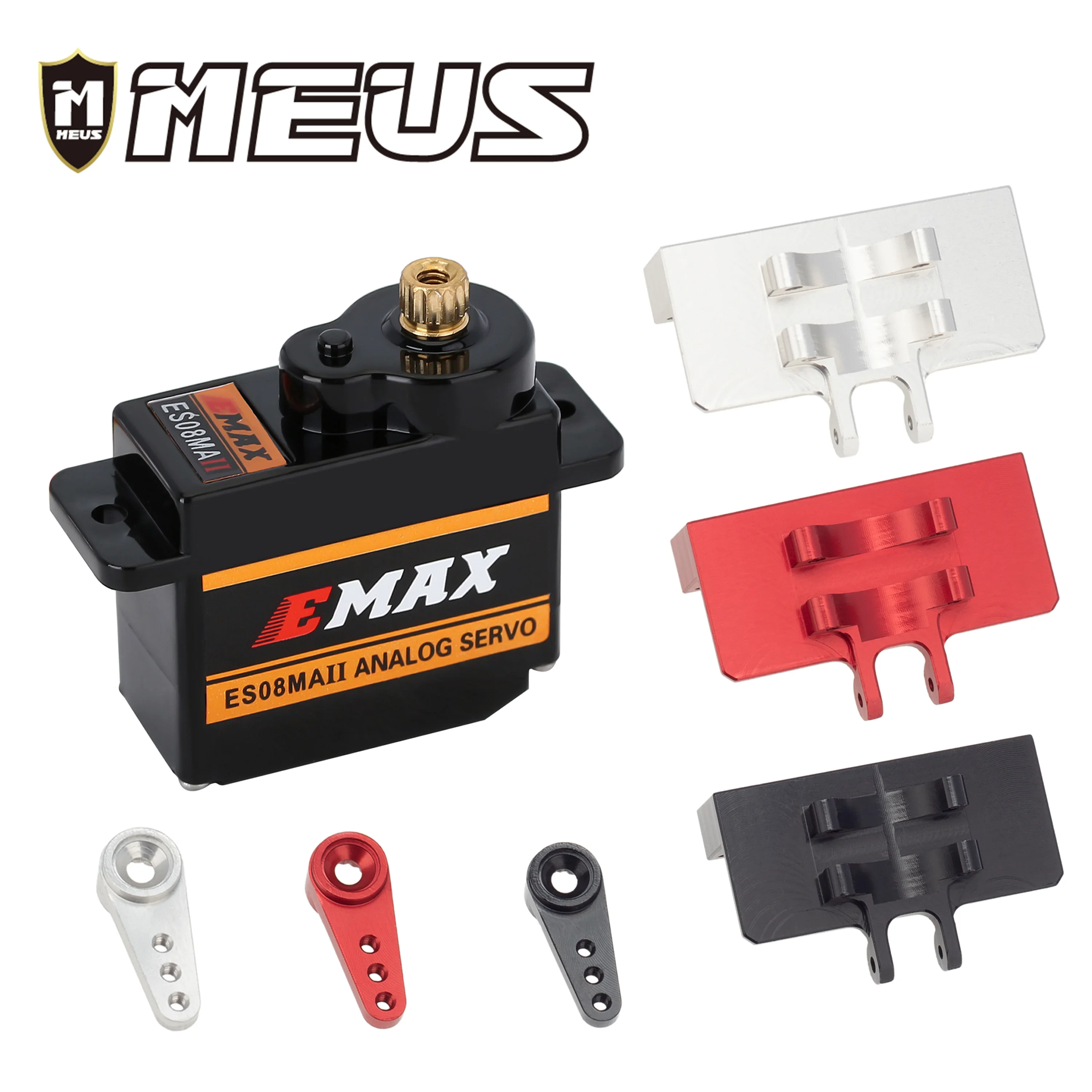 

MEUS RC EMax ES08MA II Analog Servo with Metal Mount&15T Arm for Axial scx24 Gladiator Bronco C10 JLU Deadbolt B17 Upgrade Parts