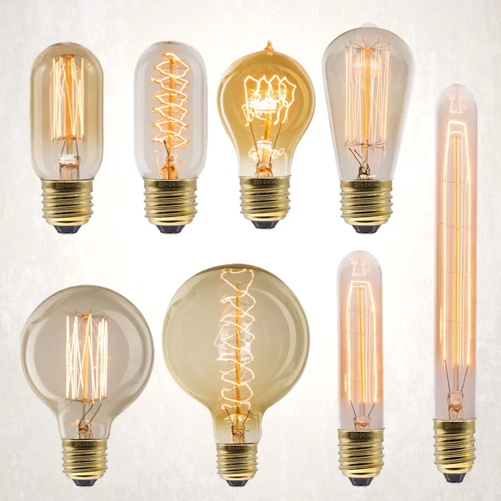 Edison Retro Lâmpada Vintage, Lâmpada incandescente, Lâmpada de filamento, Decoração de casa, ST64,