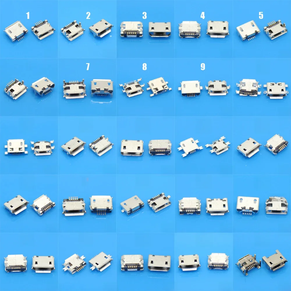 25 modeli 25-100 sztuk 5Pin Micro USB Jack Sockect złącze portu 5P kobieta dla Samsung Lenovo Huawei Lenovo Meizu Xiaomi Oppo Vivo — zdjęcie 2
