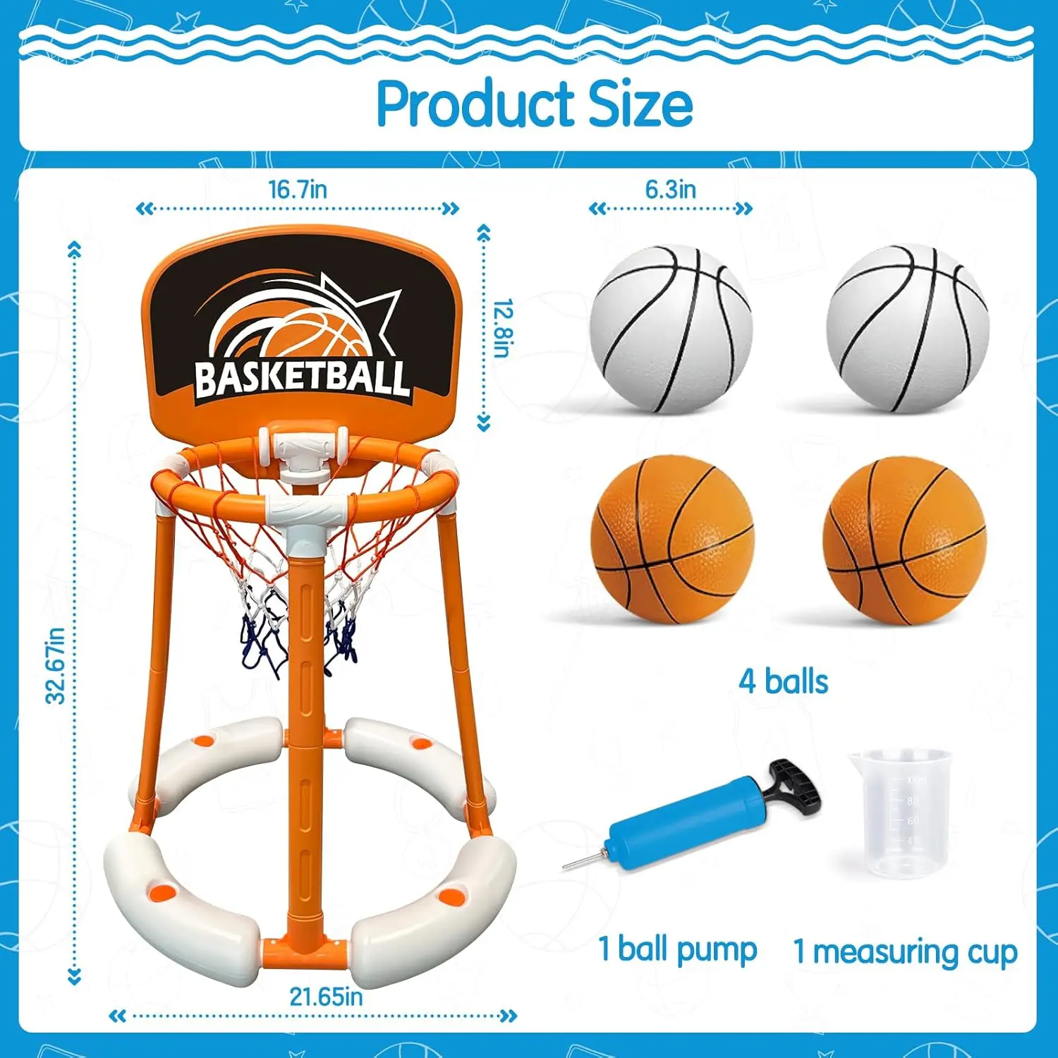 Waterpool Basketball Hoop Toy for Pools & Water Fun