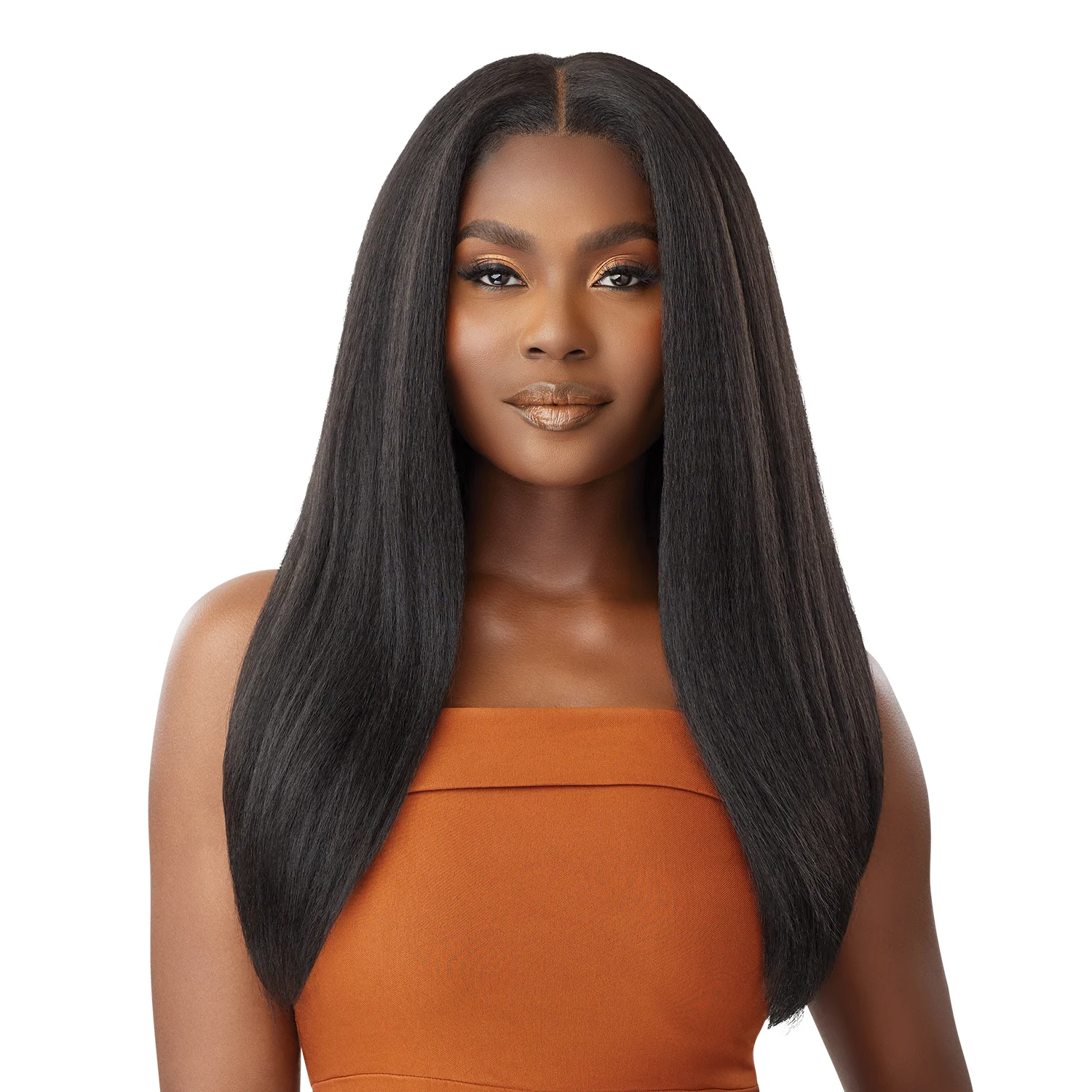 Outre Human Hair Blend Glueless HD 5X5 Lace Closure Wig Kinky Straight 24