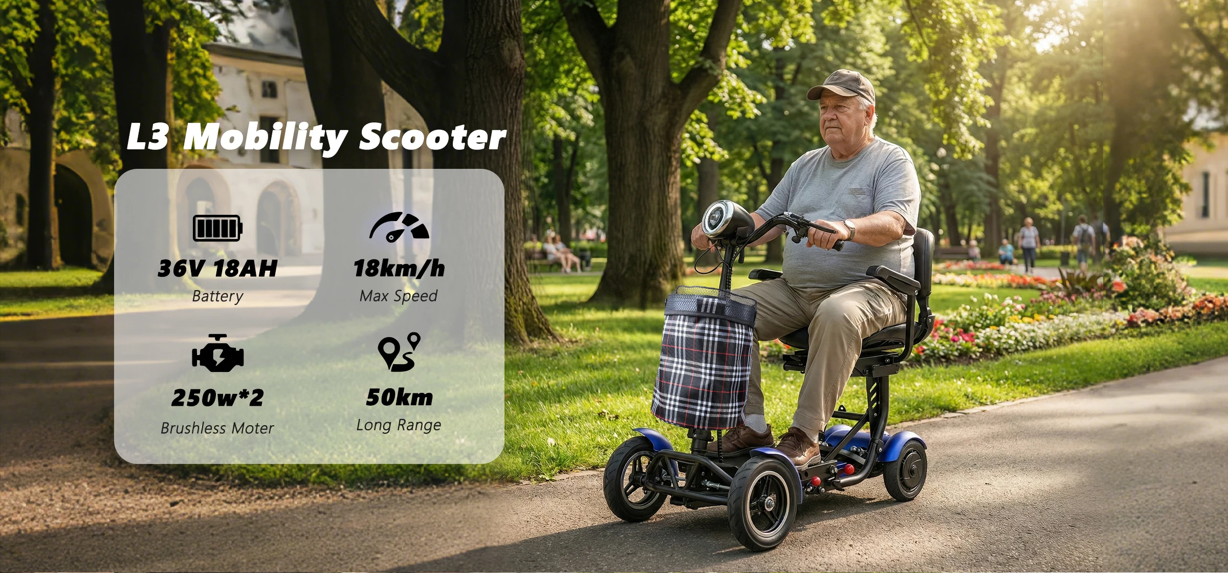 SUNNIGO 4-Rad-Elektro-Scooter, zwei 500-W-Motoren, 36V 18Ah Batterie, faltbar & leicht, 50 km Reichweite, für Erwachsene & Pendler – Detail 8