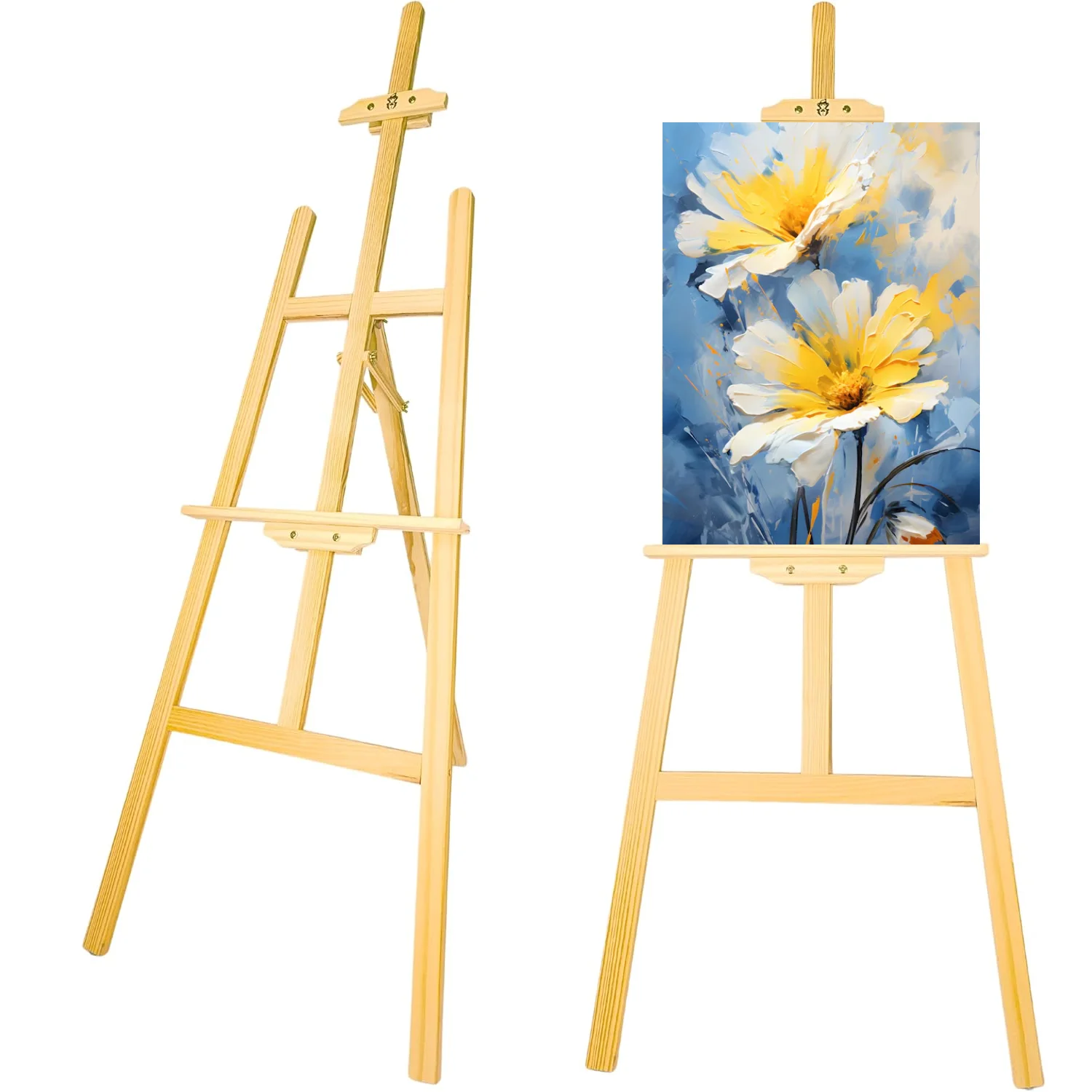 KROWN - Caballete de Pintura de Madera 90 cm / 150 cm, Ajustable y Plegable, Ideal para Arte, Decoración, Bodas y Uso Infantil o Adulto