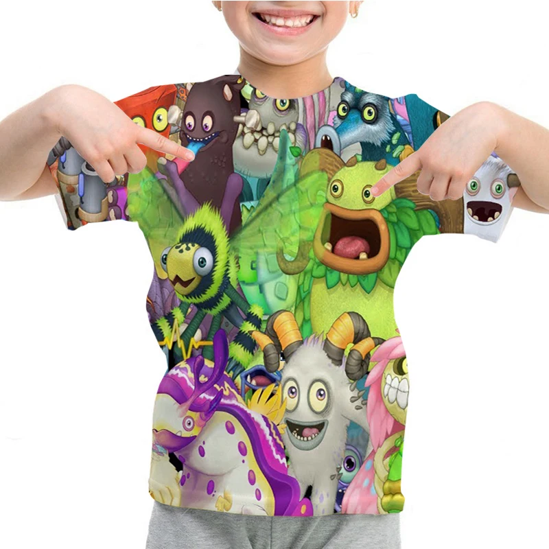 My Singing Monsters 3D Print T-shirt Boys Girls Summer 3D Cartoon Anime T Shirt O-neck Casual Tshirts Short Sleeve Children Tops