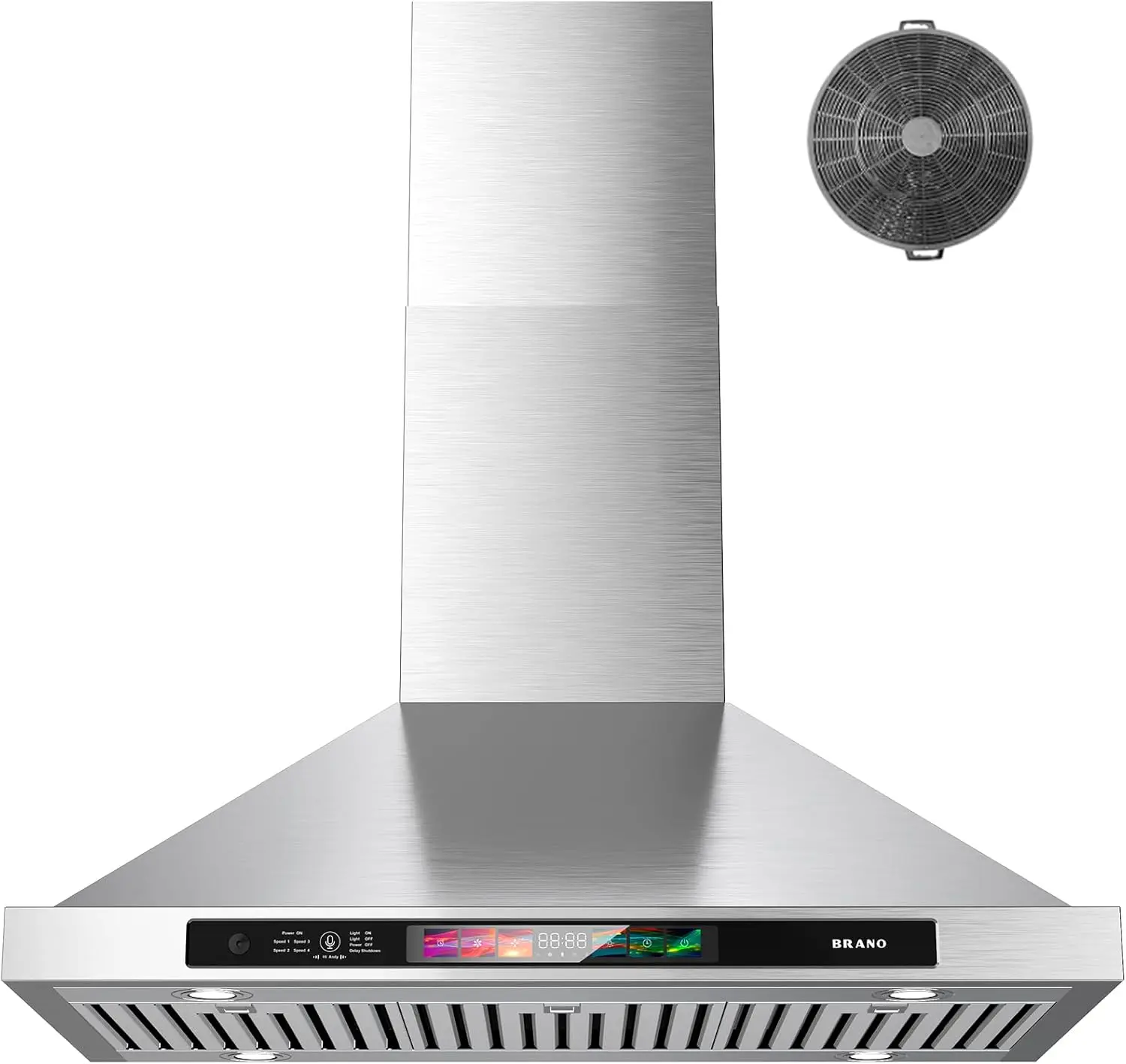 36 in. 900 CFM Convertible Wall Mounted Range Hood in Stainless Steel with Carbon Filter and 4 LED Lights