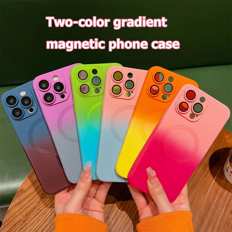 

Hot Sell Phone Case For IPH X/XS 11Pro Max 12 Pro Max 13 Pro Magnet Gradient Color Phone Case Silicone For IPH 15 Pro 16 Pro Max