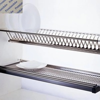 1Set Stainless Steel 2 Tiers Dish Rack With Drip Collecting Tray Kitchen Cupboard Plate Storage Drying