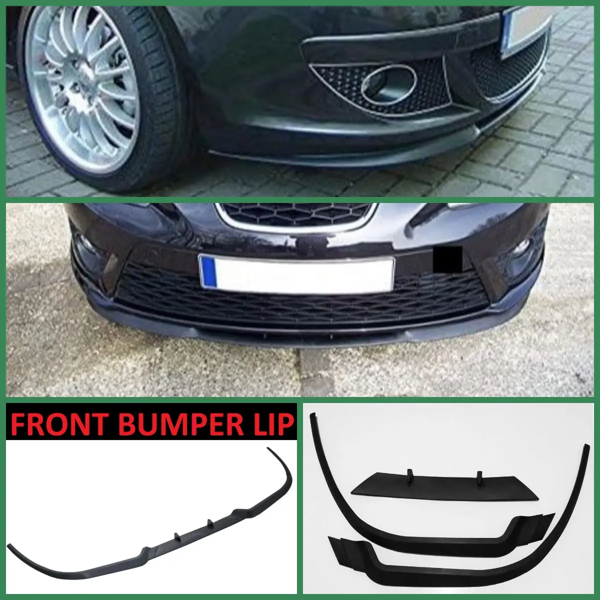 For Seat Leon MK2 1P CUPRA R FRONT SPOILER LIP Euro Spoiler Lip Universal 3 PCs Body Kit Splitter Car Accessories