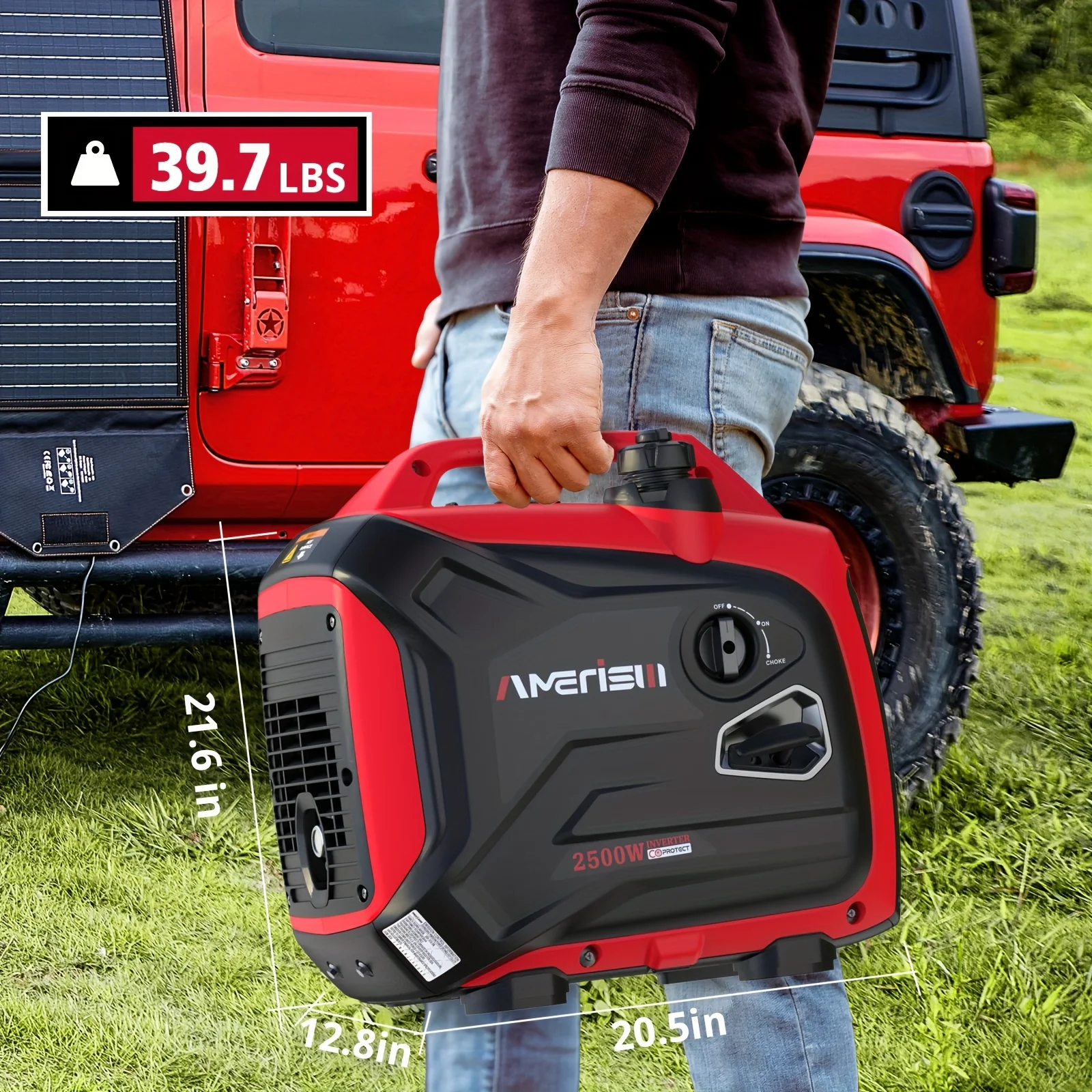 Super Quiet 2500 Watt Gas Powered Portable Inverter Generator with CO Sensor - Ideal for Home Use, Camping, and Outdoo