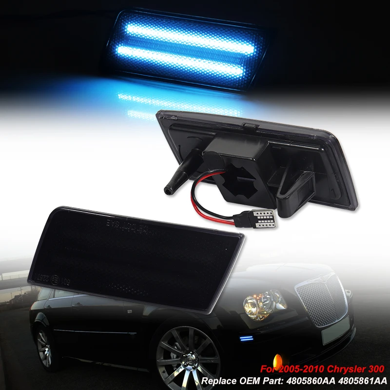 

2PCS Car Accessories LED For Chrysler 300 300C Front Side Marker Parking Lights Assembly 2005-2010 OEM 4805860AA 4805861AA