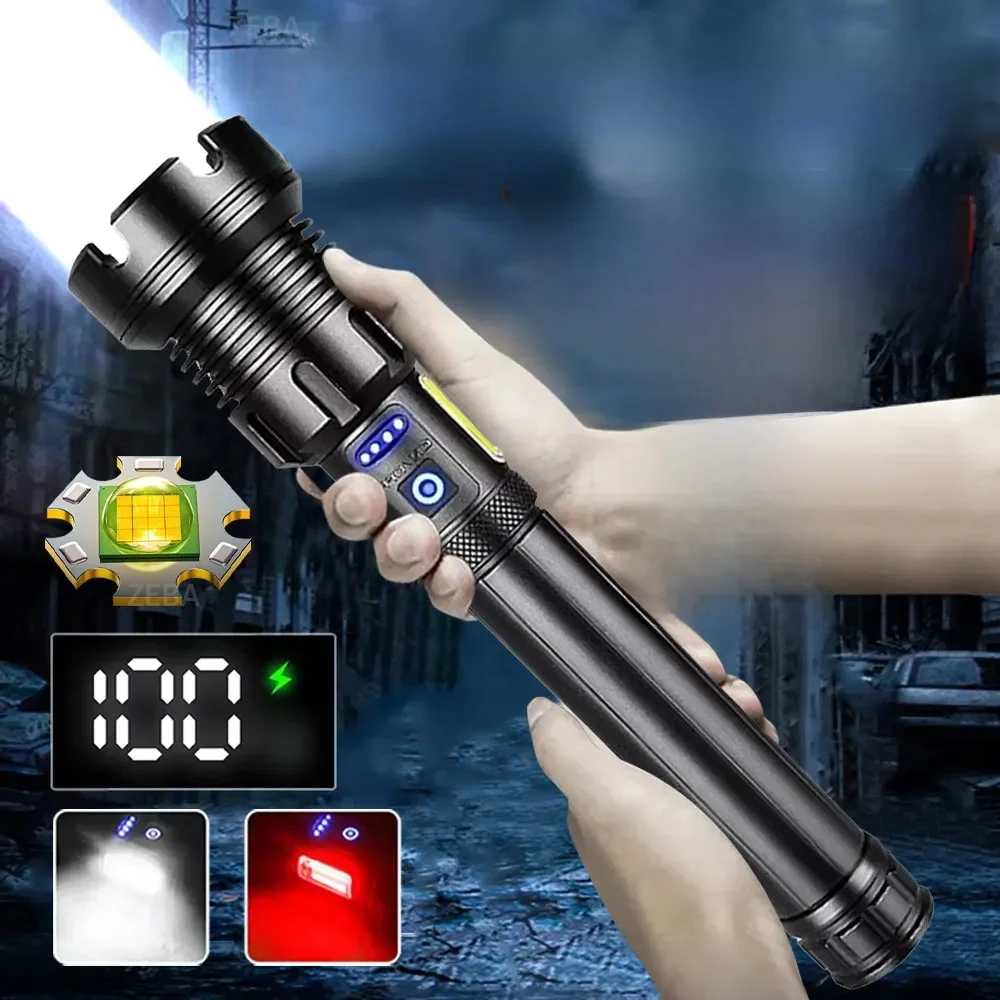 2025 Nouvelles lampes de poche XHP390 15000 mAh 10000000 LM lampe de poche Ultra puissante Zoom USB lanterne Rechargeable torche de Camping en plein air