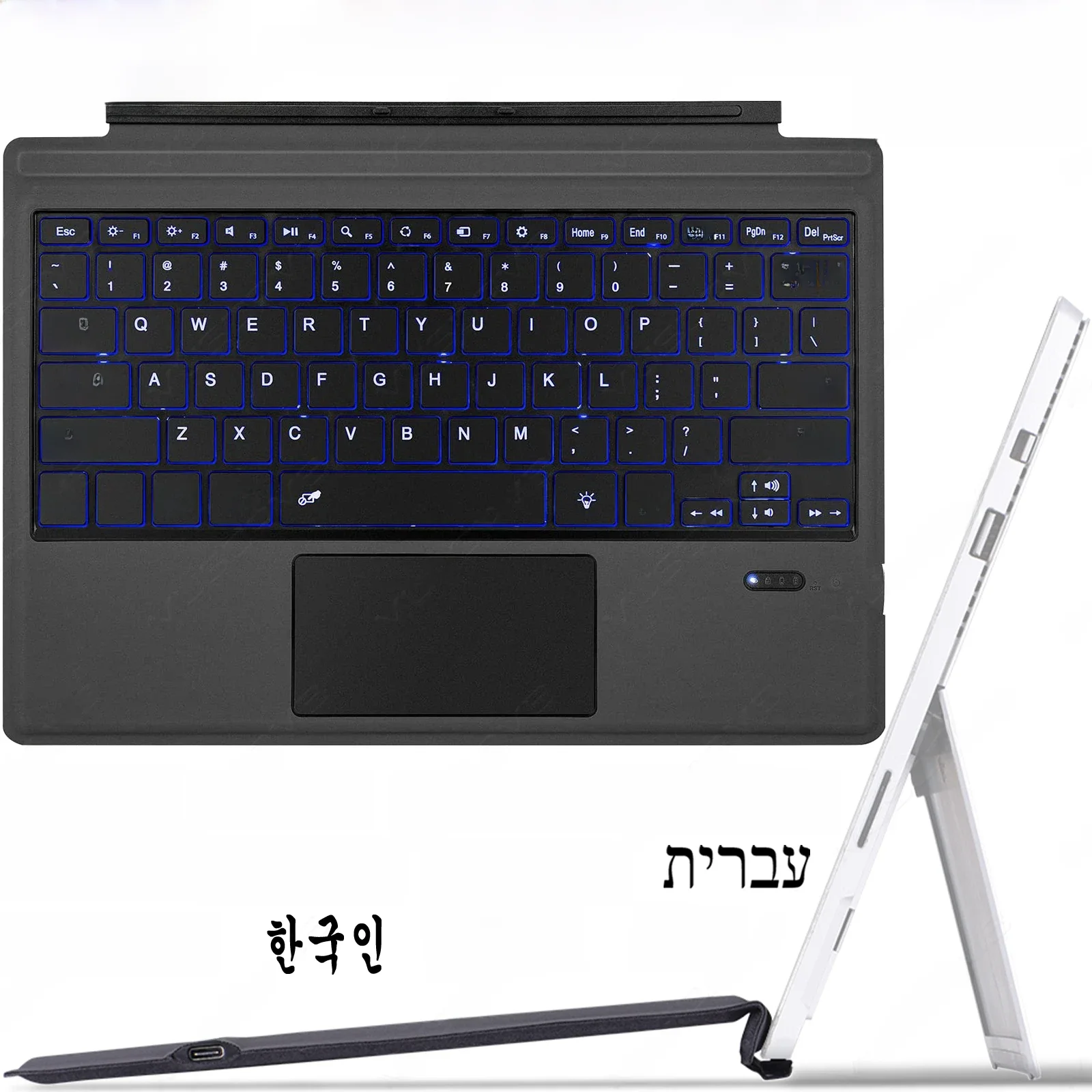 Teclado magnético sem fio, Teclado retroiluminado, Trackpad, AZERTY coreano, Microsoft Surface Pro