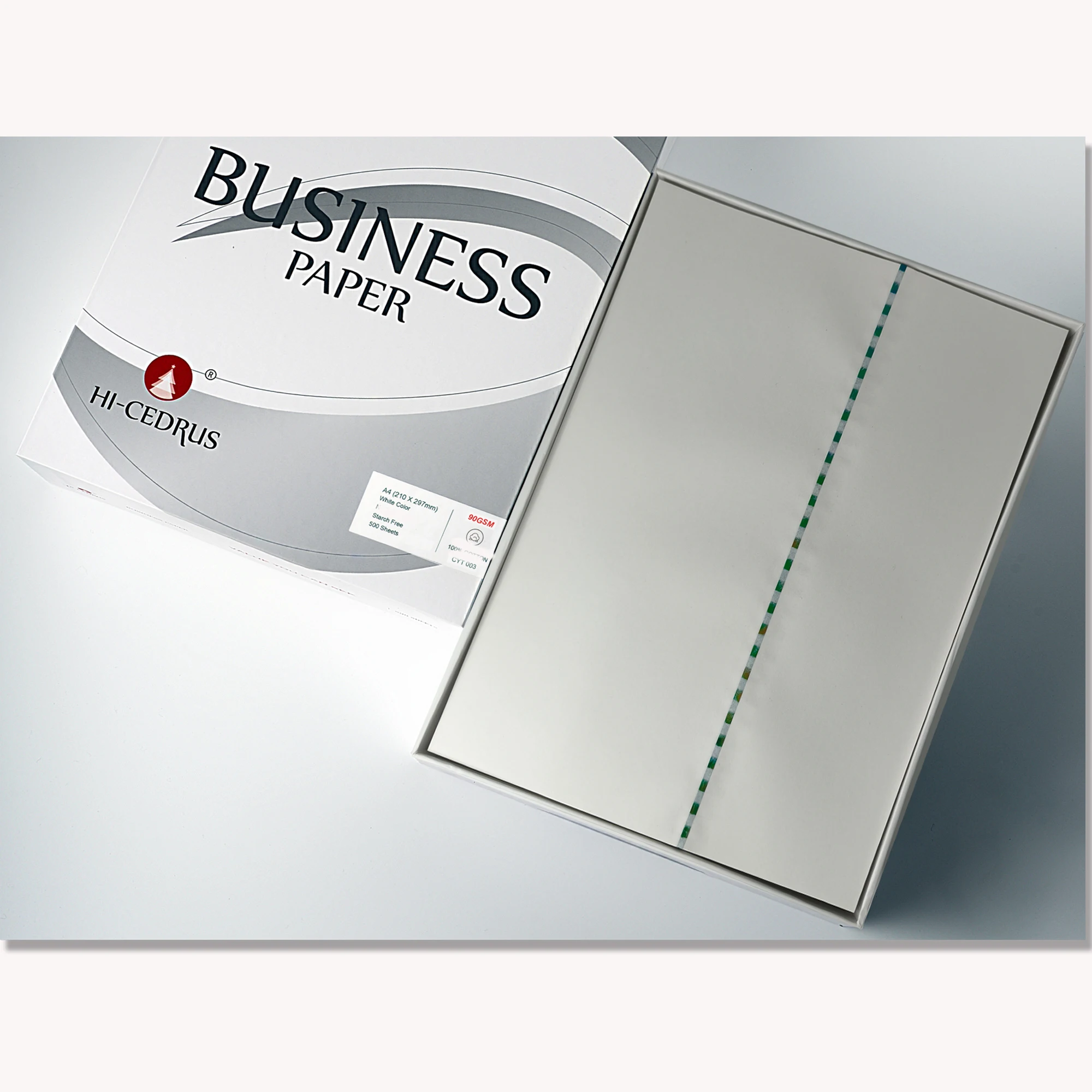 90gsm 75% Cotton25% Linen Paper A4 210*297mm White Color with UV Invisible Fiber Green Thread 500 Sheets GCYT019