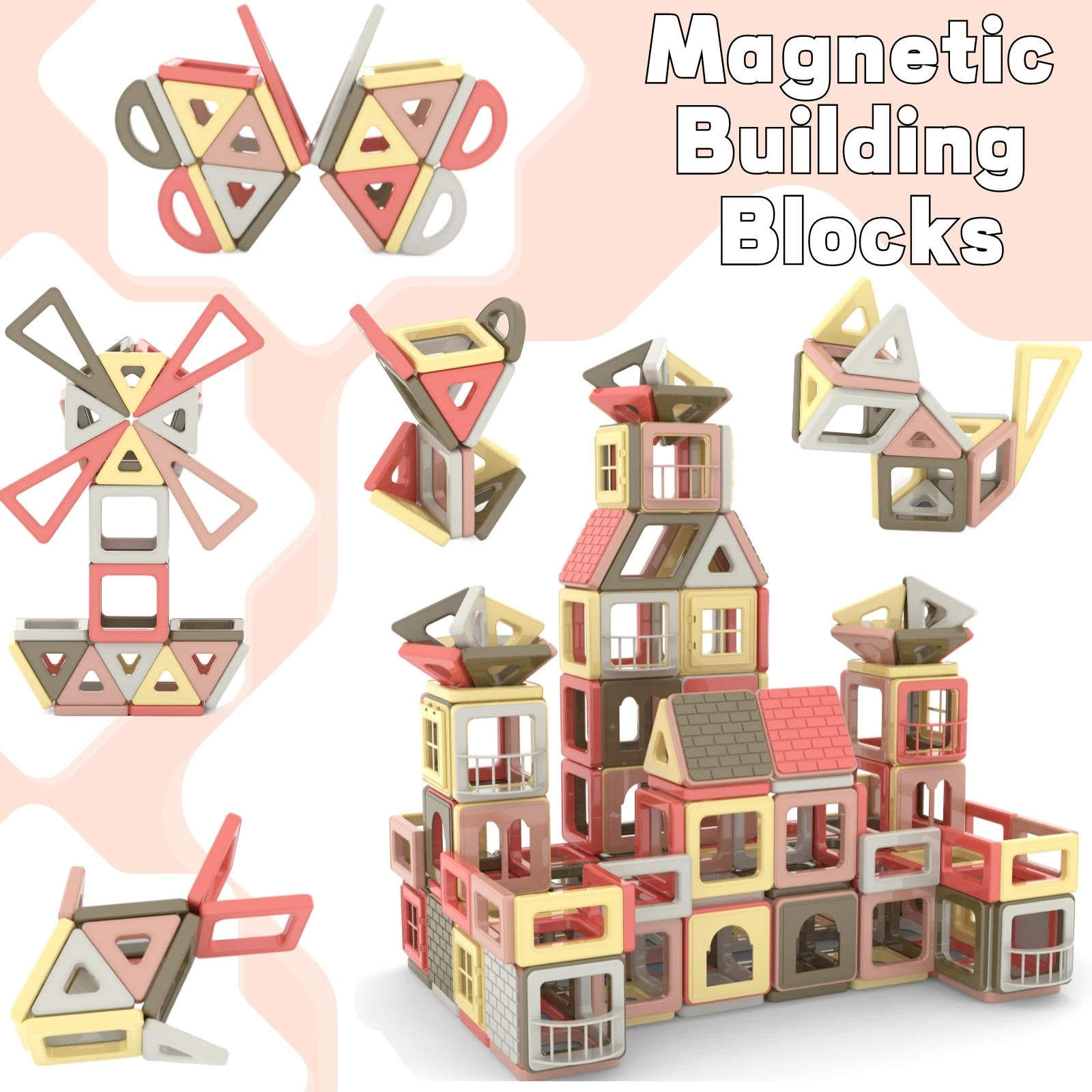 حجم صغير 160 قطعة كتل مغناطيسية للبلاط المغناطيسي لمدة 3 4 5 6 7 8 سنة بنين بنات تعلم ألعاب الجذعية التعليمية