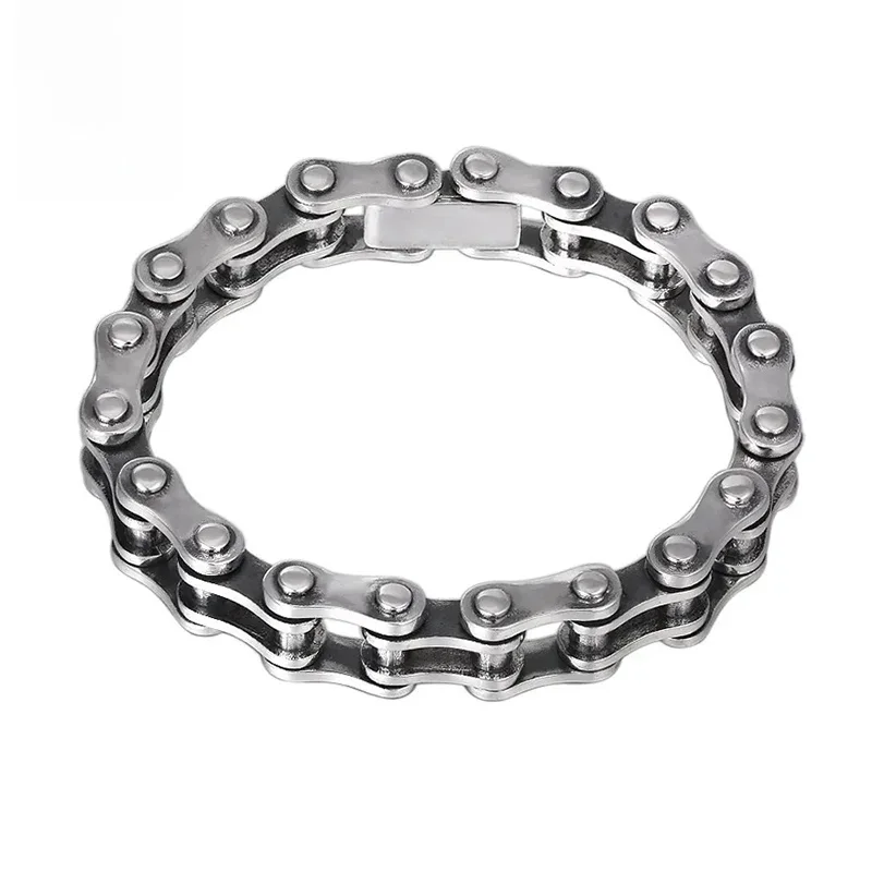 AliExpress 100% S925 Sterling Silver Punk Bicycle Chain Bracelet Punk S925 Silver Jewelry Certified Never Fade Men Jewelry Gifts