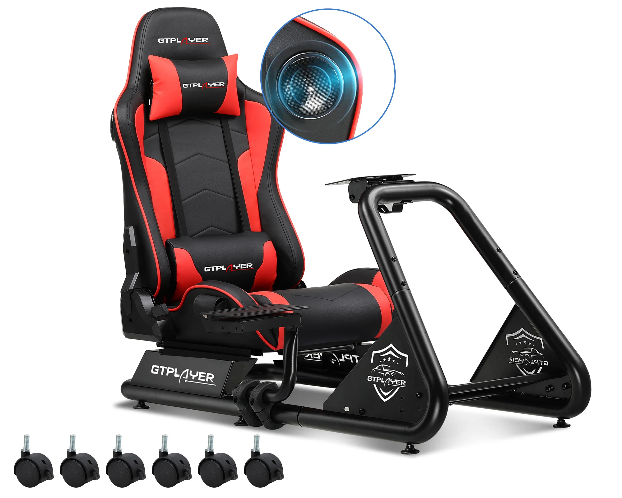 GTPLAYER Racing Simulator Cockpit with Seat, Sim Racing Cockpit Multi-function Adjustable Gaming Wheel Stand for G25 G27 G29 image 3