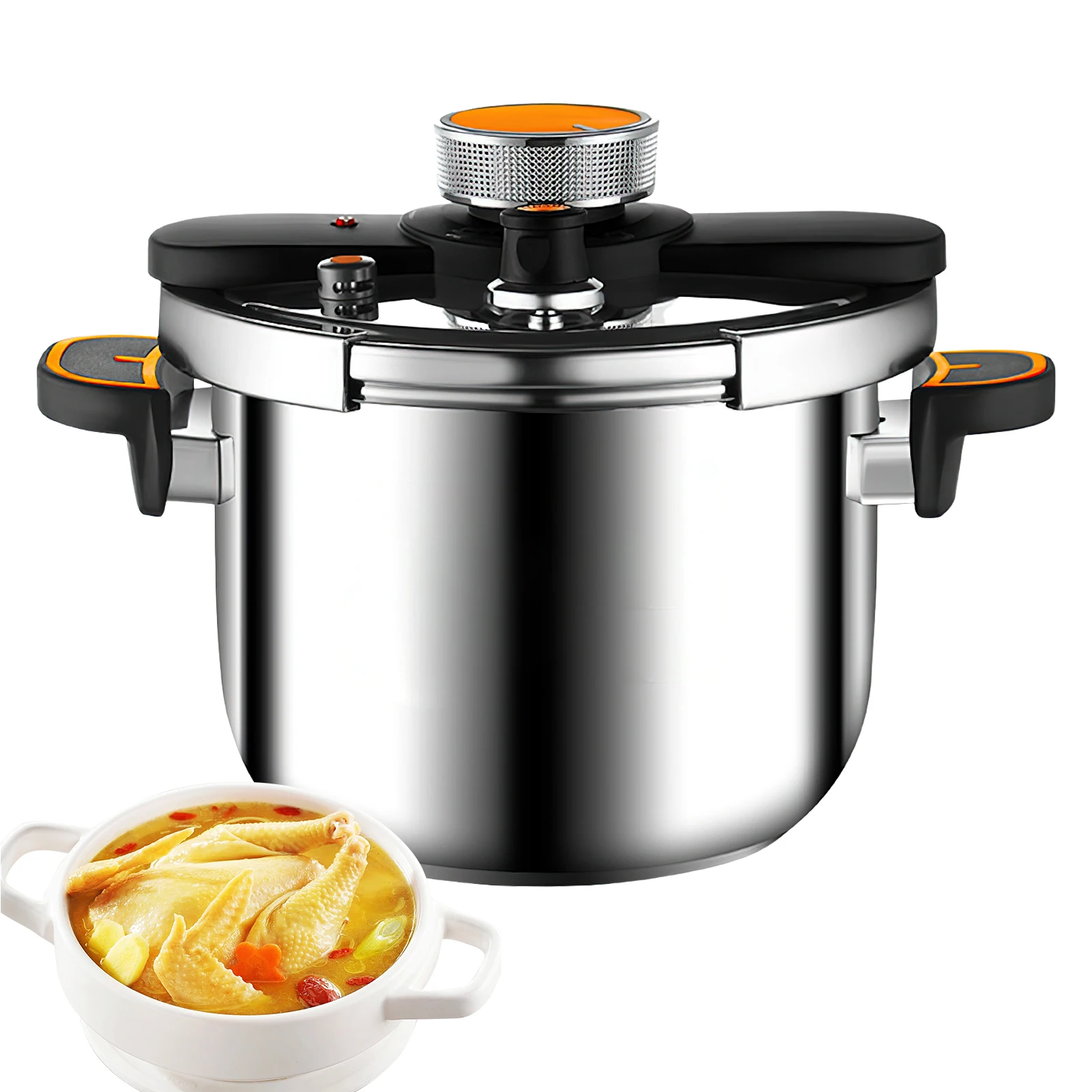 Casserole à pression en acier inoxydable, pour cuisinières à gaz et à induction, avec soupape anti-explosion sécurisée, pot de cuisson pour la cuisine domestique