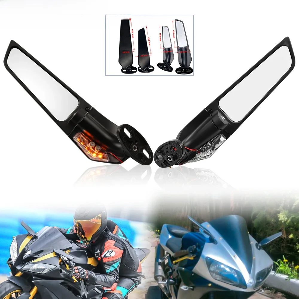 Rétroviseur rotatif réglable pour moto, aile de vent modifiée, pour Kawasaki ZX10R ZX9R ZX7R ZX6R ZX636 ZX12R ZX14R