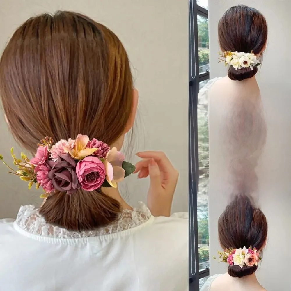 Peignes rétro fleur rose pour femmes, épingles à cheveux pour mariées, bijoux de mariage