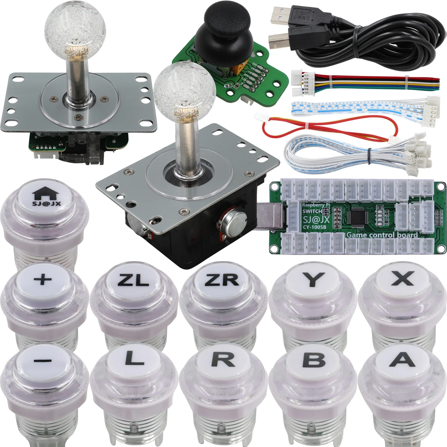 SJ@JX Arcade Controller 3D Gamepad Analog Stick Sensor Fly Joystick Mikroschalter LED Taste für PS3 Nintendo Schalter Raspberry