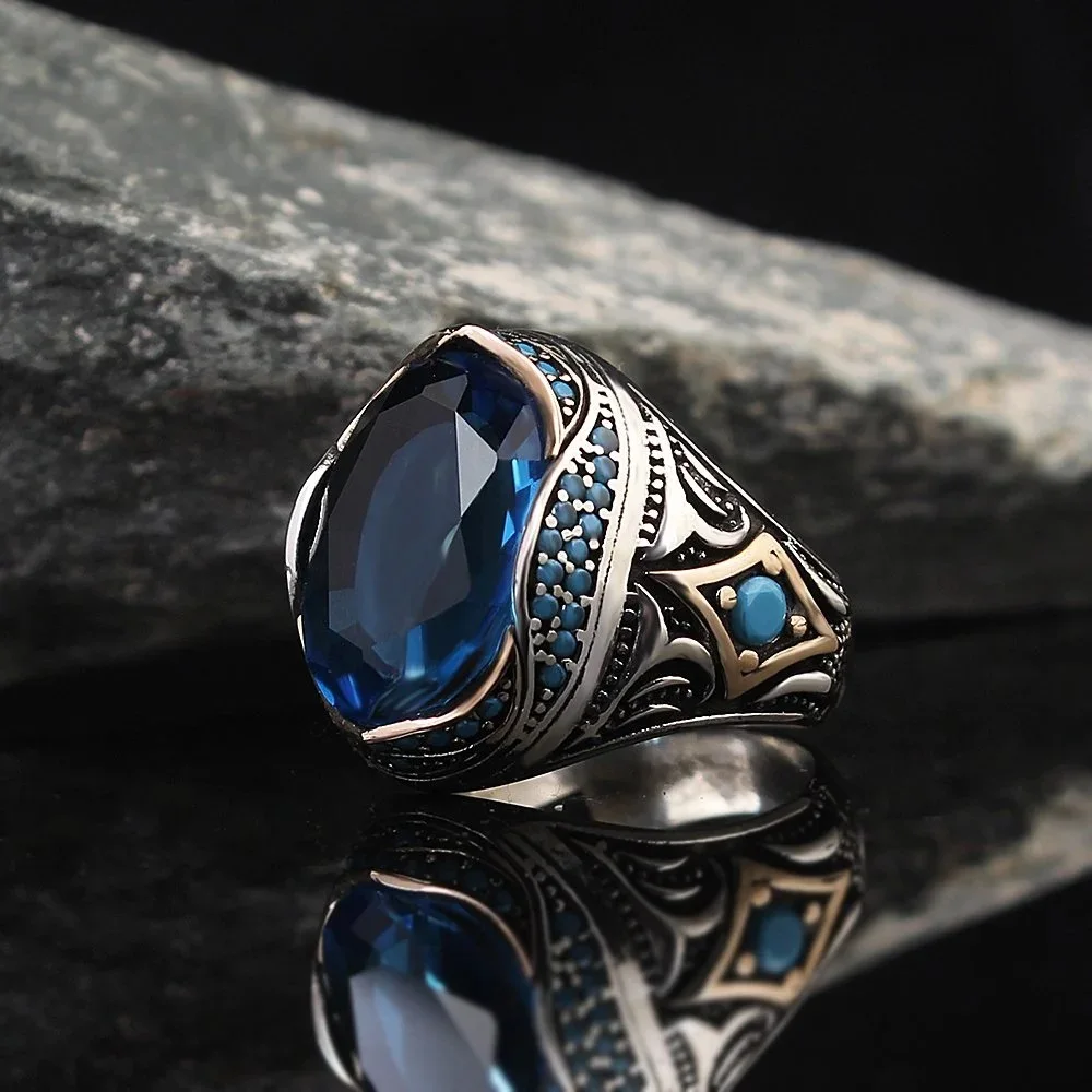 925 Sterling silver ring for men jewelry fashion vintage gift onyx agate male ring all sizes