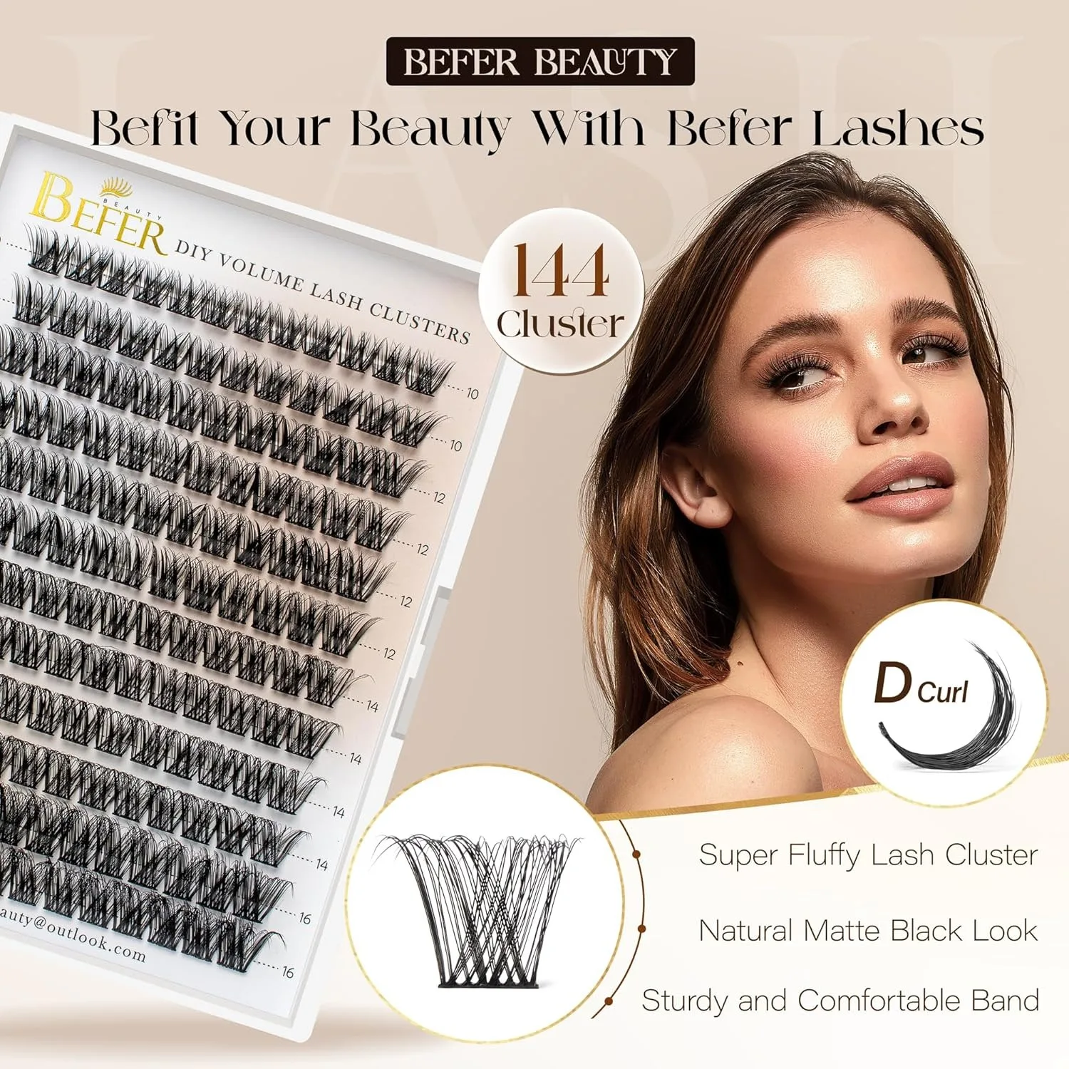 Befer DIY Wimpern-Cluster Flauschige Künstliche Wimpern D-Curl Volumen-Cluster Wimpernverlängerung Weiche Einzelwimpern Lieferant Make-up – Detail 1